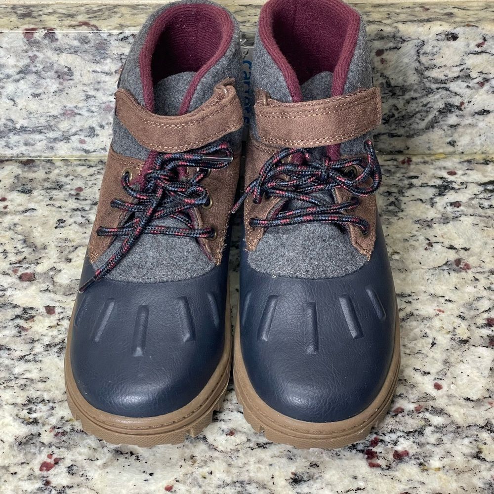 Carter's Navy Blue, Burgundy and Brown Kids Boots (Size: 3 Boys) *NEW* - Picture 10 of 12